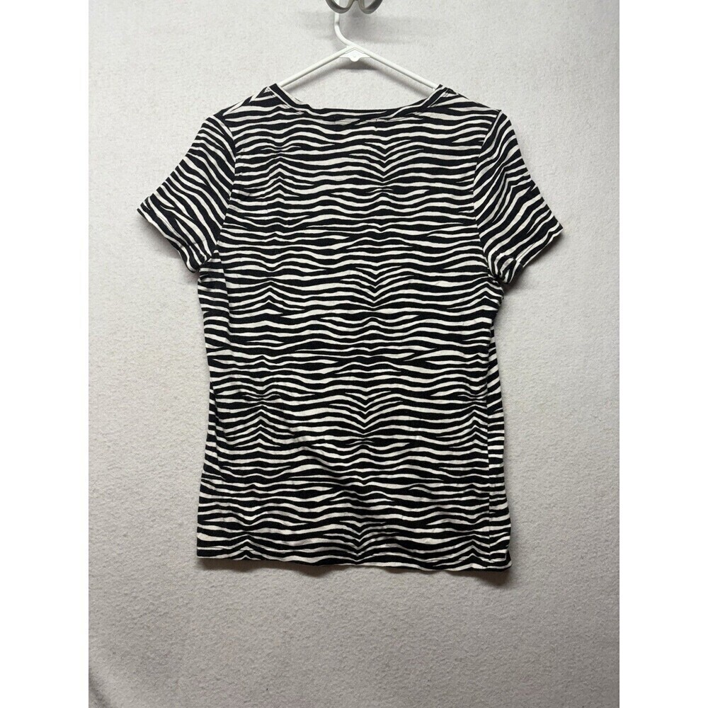 Michael Kors Women’s Medium Signature Zebra Print T Shirt V-neck *flaw* - Picture 6 of 6